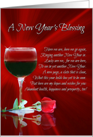 Wine and Rose New Year’s Blessing, Pretty Happy New Year Wishes card