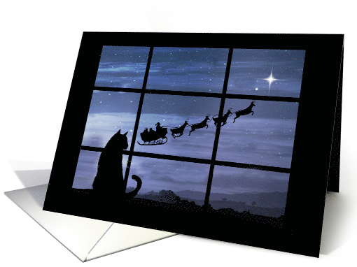 Cute Cat and Santa Christmas Happy Holidays card (1551612)