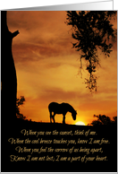 Spiritual Sympathy with Horse and Sunset, Deepest Sympathy card