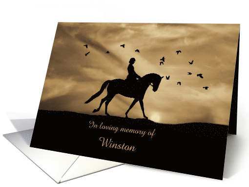 Dressage Horse Sympathy, Custom Name Dressage Condolences card