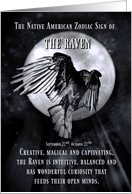 The Native American Zodiac Sign of the Raven, Libra, Birthday card