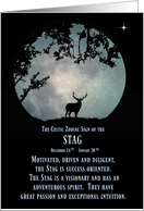 Celitc Zodiac Sign of the Stag, Capricorn Birthday card