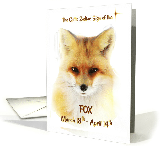 The Celitc Zodiac Sign of the Fox Traditional Aries Birthday card