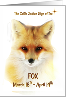 The Celitc Zodiac Sign of the Fox Traditional Aries Birthday card