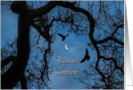 Oak Tree Moon and Ravens Blessed Samhain card