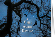Winter Solstice Blessings with Oak Tree Moon and Ravens card
