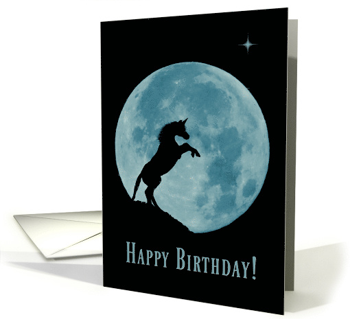 Unicorn and moon Birthday, Pretty Unicorn Birthday card (1557912)