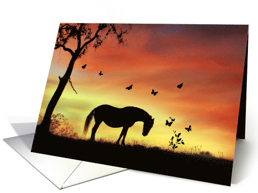 Horse and Butterflies, Thinking of You, Pretty Thinking of You card