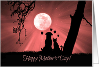 Cute Dog and Cat with Hearts Happy Mother’s Day card