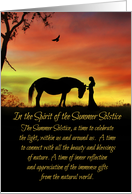 The Summer Solstice WIth Horse, Raven and Maiden Celebrating the Sun card
