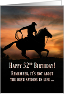 Country Western Cowboy and Quarter horse Happy 52nd Birthday card