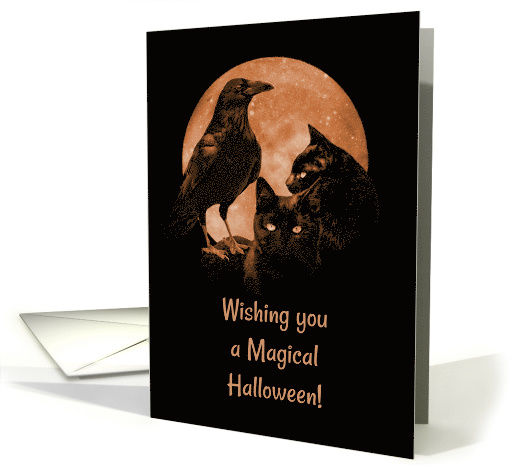 Magical Black Cats and Raven Happy Halloween Gothic with... (1561972)