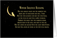 Winter Solstice Blessing Owl and Crescent Moon Pagan Holiday card