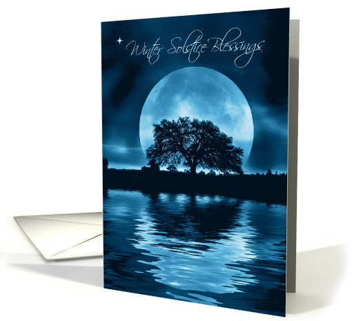 Oak Tree Moon and Water Winter Solstice Blessings card (1564840)
