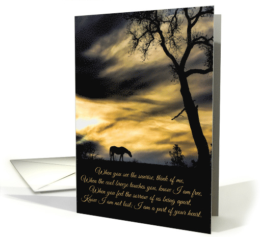 Spiritual Sympathy Card With Poem, Horse, Sunrise and Oak Tree card