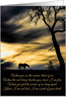 Spiritual Sympathy Card With Poem, Horse, Sunrise and Oak Tree card