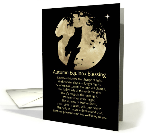 Autumn Equinox Blessing with Owl and Moon Mabon Native American card