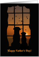 Cute Happy Father’s Day with Dogs watching Birds In Window card