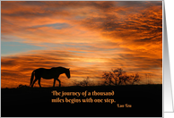 Alcohol and Addiction Recovery Encouragement with Horse and Sunrise card