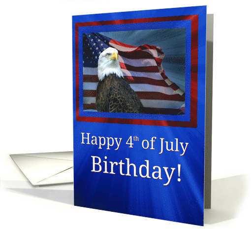 Happy 4th of July Birthday Bald Eagle and American Flag card (1571892)