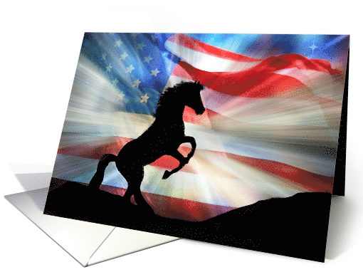 Horse and American Flag Happy Fourth of July card (1571896)