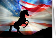 Horse and American Flag Happy Fourth of July card