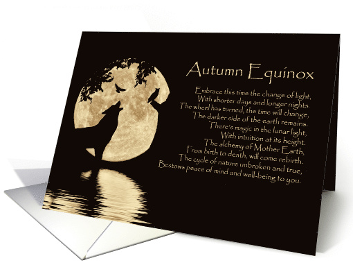 Autumn Equinox, Fall Equinox Blessing Wolf, Owl Raven card (1573572)
