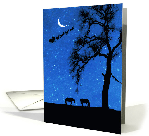 Horse Happy Holidays With Santa and Sleigh Crescent Moon... (1573714)