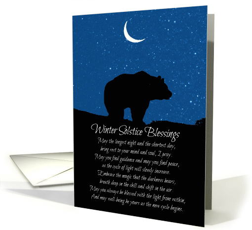 Bear and Crescent Moon Native American Winter Solstice Blessing card