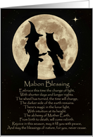 Wicca Mabon Blessings with Witch, Owl and Moon Autumn Equinox card