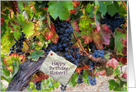 Custom Name Happy Birthday Wine Grapes and Vineyard card