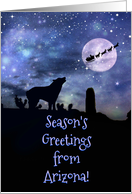 Southwestern Season’s Greetings from Arizona with Coyote and Cactus card