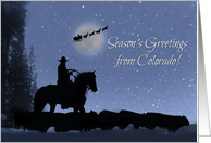 Colorado Christmas Holiday Season’s Greetings with Cowboy and Cattle card