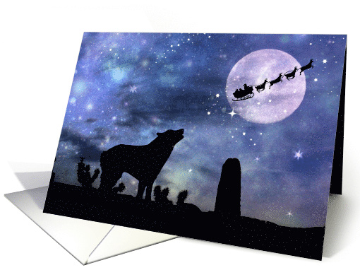 Happy Holidays Southwestern Desert With Coyote, Cactus... (1581606)