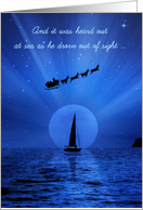 Nautical Sail Boat Holiday with Santa and Moon card