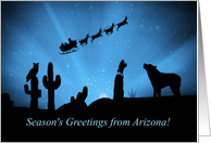 Arizona Season’s Greetings Southwestern Colors Coyote Owl and Cactus card