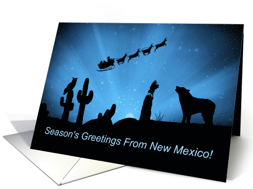 Southwestern Season's Greetings From New Mexico Coyote and Cactus card