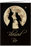 Wicca Pagan Happy Birthday With Owl and Full Moon Blessed Be card