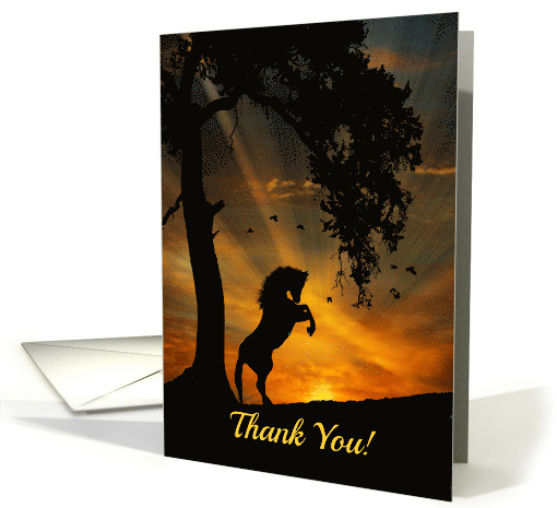 Horse Thank You with Oak Tree, Sunrise and Birds card (1594230)