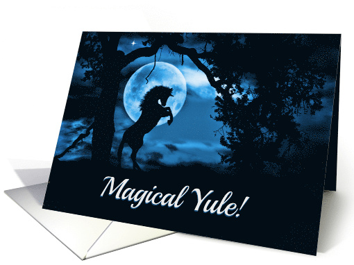 Magical Yule with Unicorn and Moon Winter Solstice card (1595830)