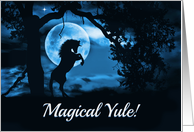 Magical Yule with Unicorn and Moon Winter Solstice card