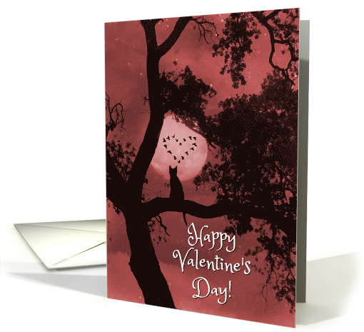 Cute Kitty Cat in a Tree Happy Valentine's Day card (1597850)