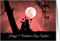 Cute Dogs In Moonlight First Valentine’s Day as Husband and Wife card