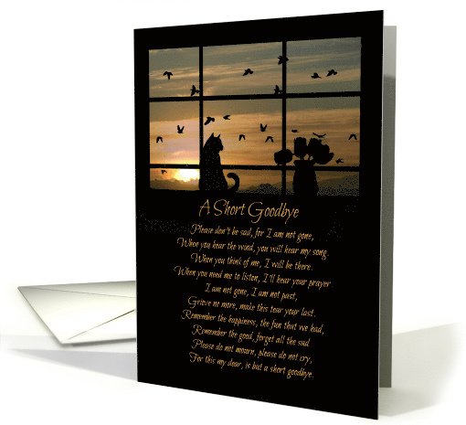 Spiritual Cat in the Window Sympathy Poem A Short Goodbye card