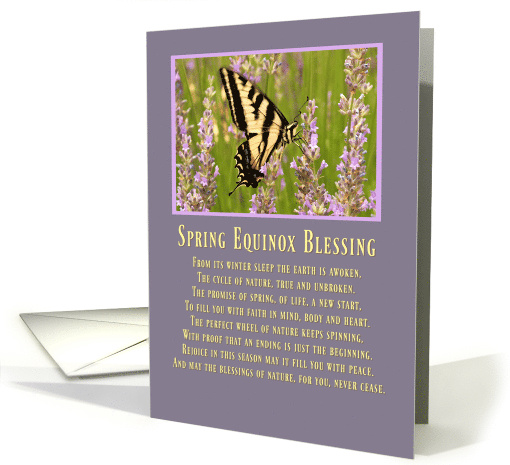 Spring Equinox Butterfly and Flowers, Ostara Blessing card (1599850)