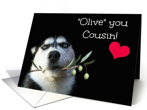 Fun Cousin Happy Birthday with cute Husky card (1600052)