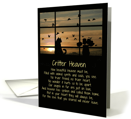 Pet Sympathy, Cat Sympathy Spiritual Poem Animal Sympathy card