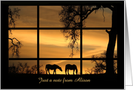 Horse and Oak Trees Sunset Fine Art Photography Blank Note Personalize card