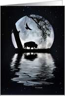 Native American Wildlife Buffalo Full Moon and Oak Tree Blank card