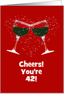 Wine Humor Happy 42nd Birthday With Customizable Cover card